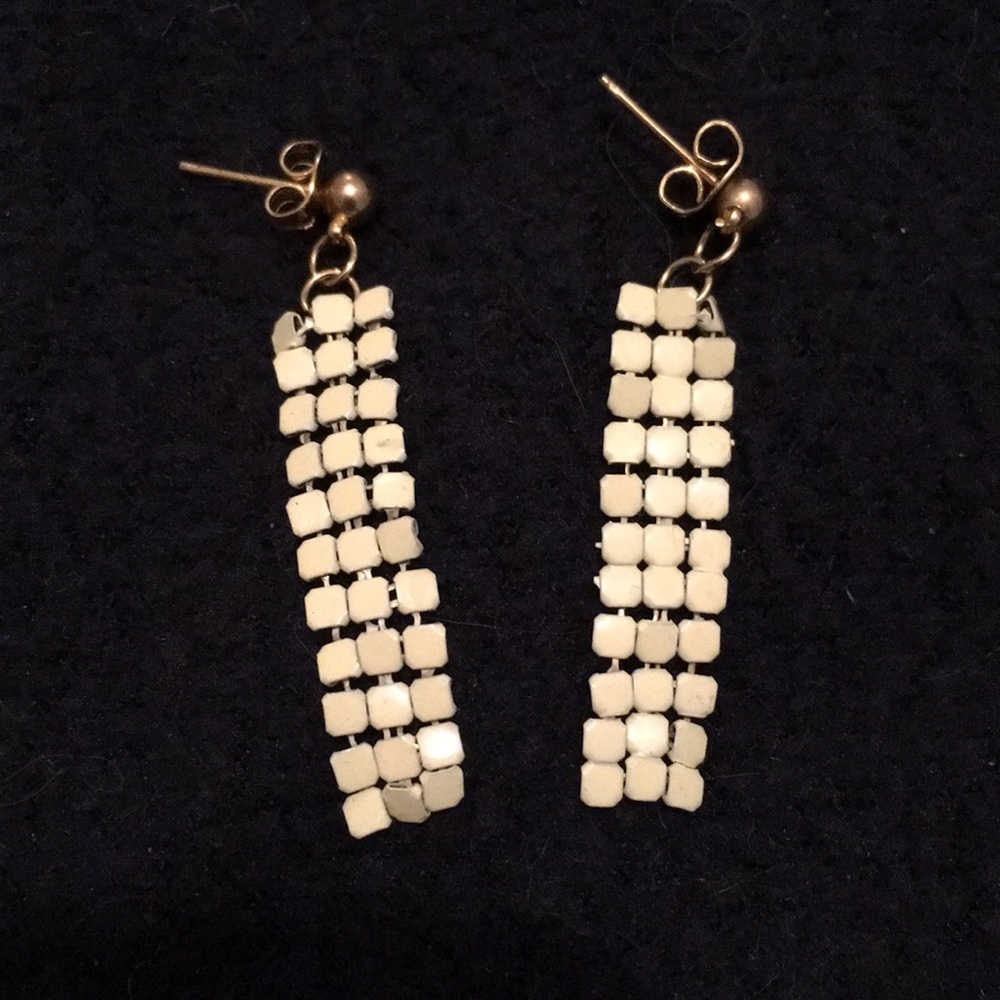 Yellow metallic dangle earrings